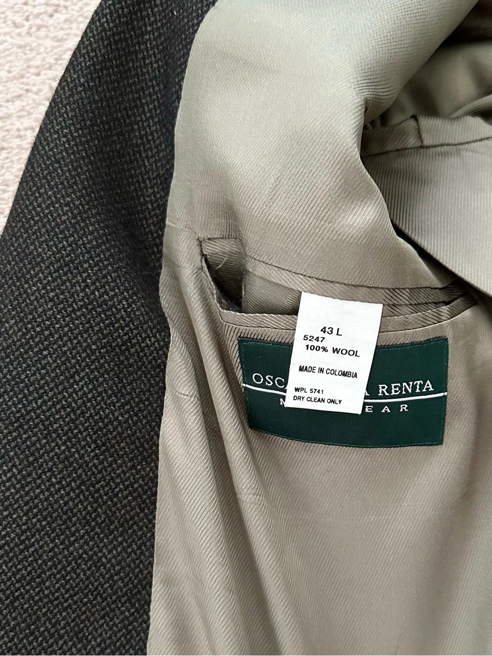 Vintage 90s Oscar De La Renta 100% Wool Dark Green & Brown Blazer Jacket